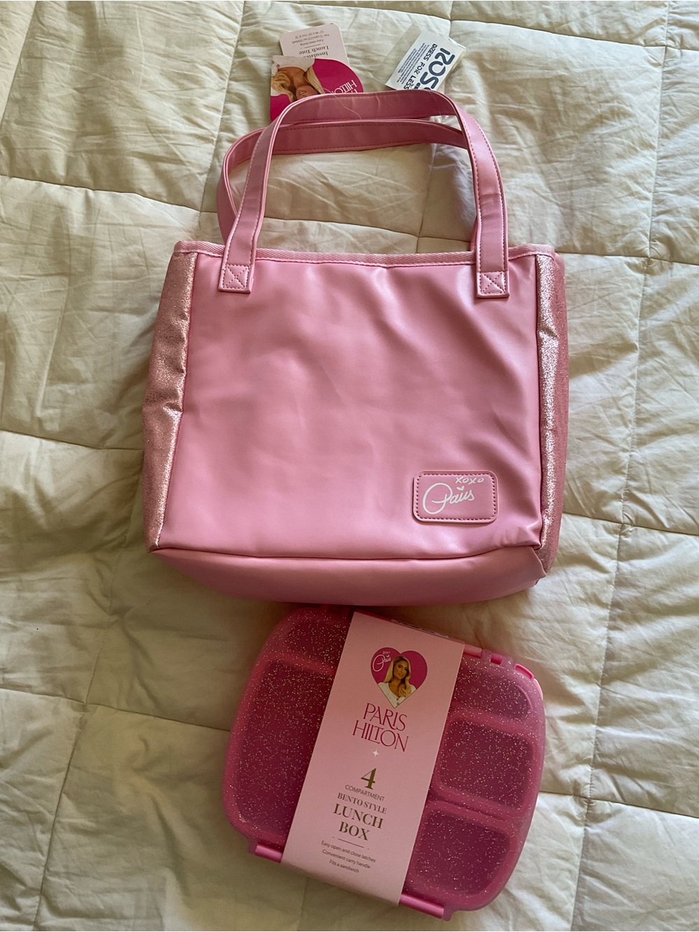 Pink Glitter Paris Hilton Lunch Bag Bundle